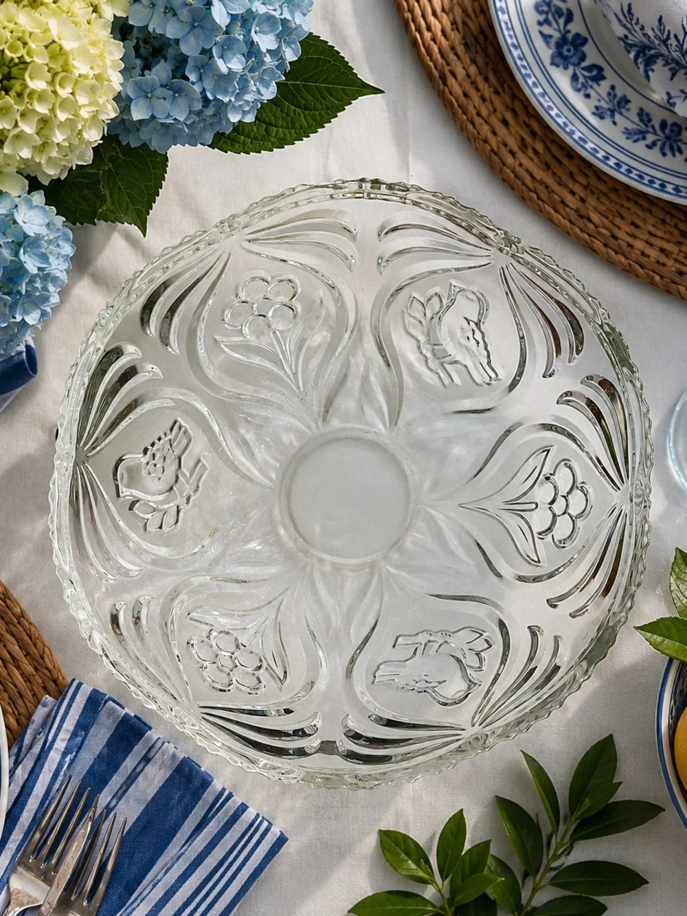 Vintage Hofbauer Byrde Bird Collection German Crystal Bird & Flower Serving Bowl